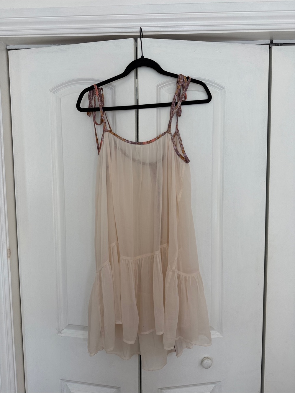 Free People Cream Sheer Dress with Floral Trim - Picture 3 of 3